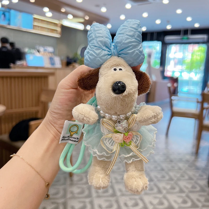 Nuevo ramo de gasa tutú de peluche chef perro llavero de coche cachorro de dibujos animados muñeca bolsa adorno chica