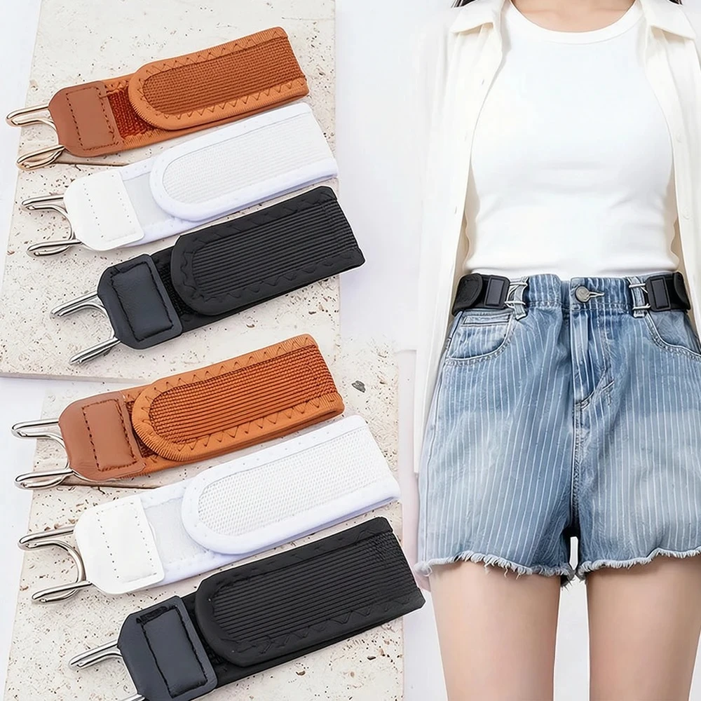 Ceinture extensible invisible sans boucle à scratchs, souple et large, pour hommes et femmes, ajustable pour jeans, ceinture décontractée et pratique