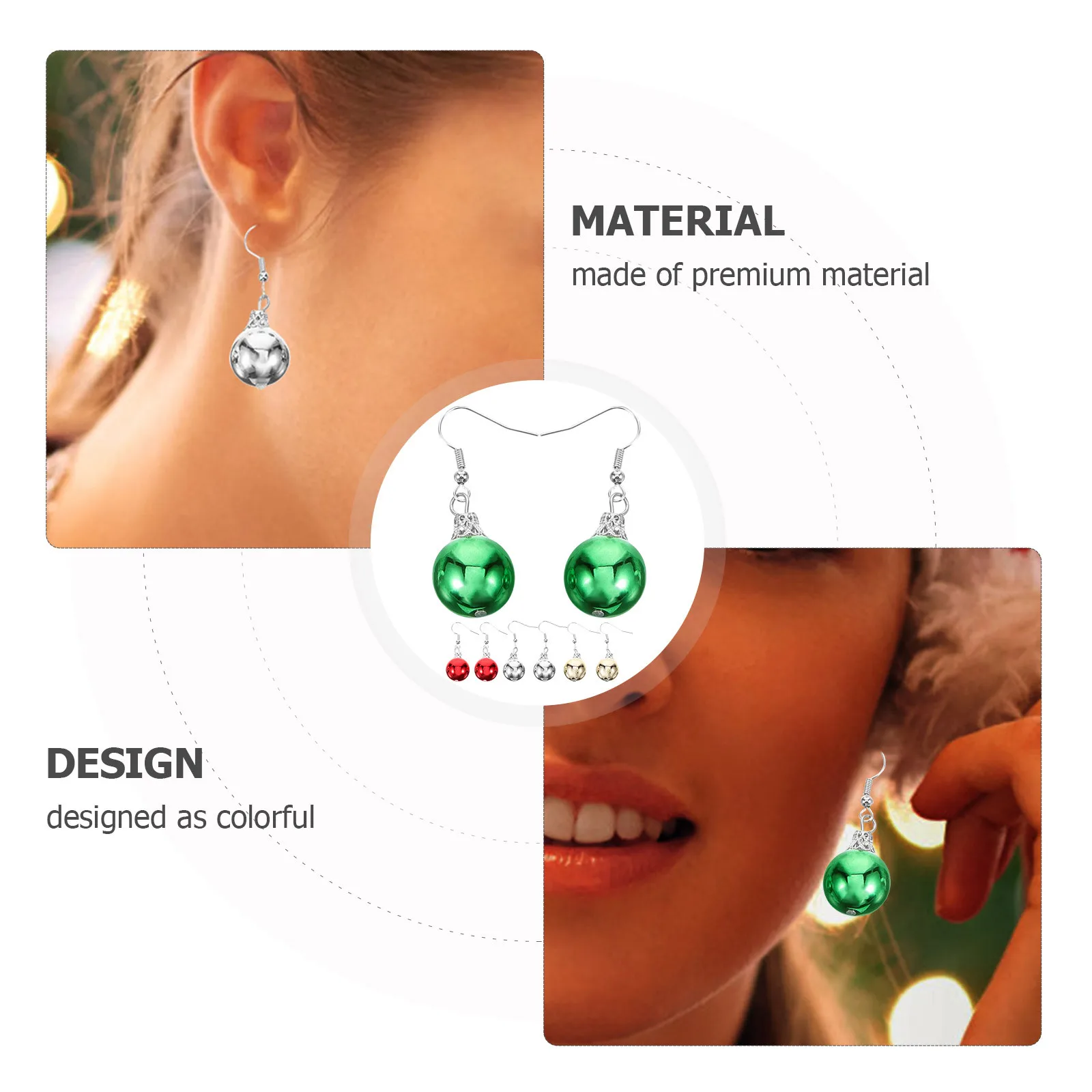 

Bell Earrings Festive Red Round Ball Ear Pendant For Party Bell Decor Earrings Holiday Jewelry Gift Accessory