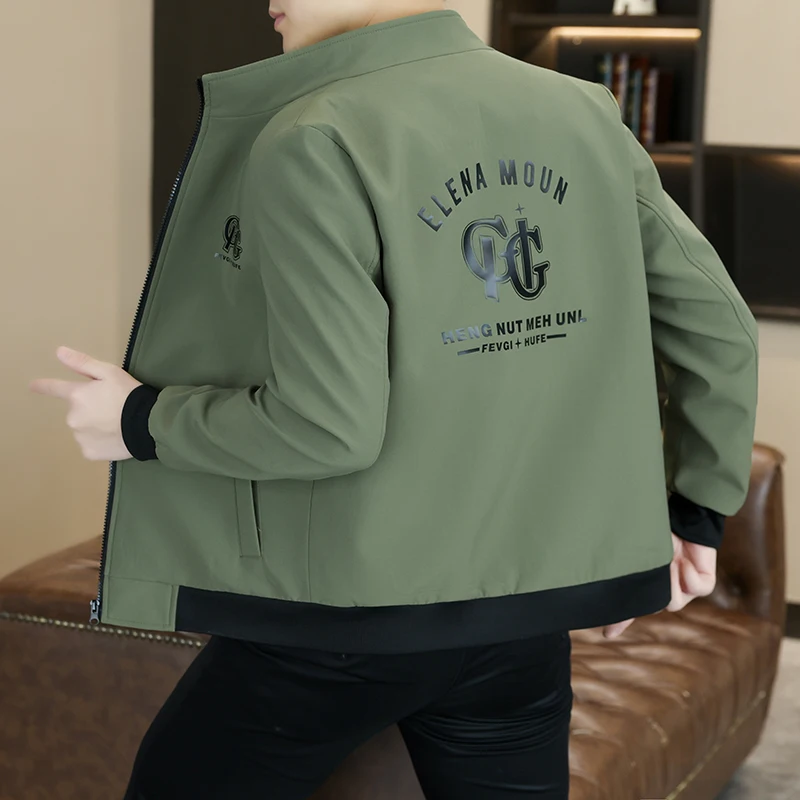 

Men's Casual Loose Fit Stand Collar Jaet Spring Autumn New Sle Korean Version High-End Sensation Heavyweight Simple Match