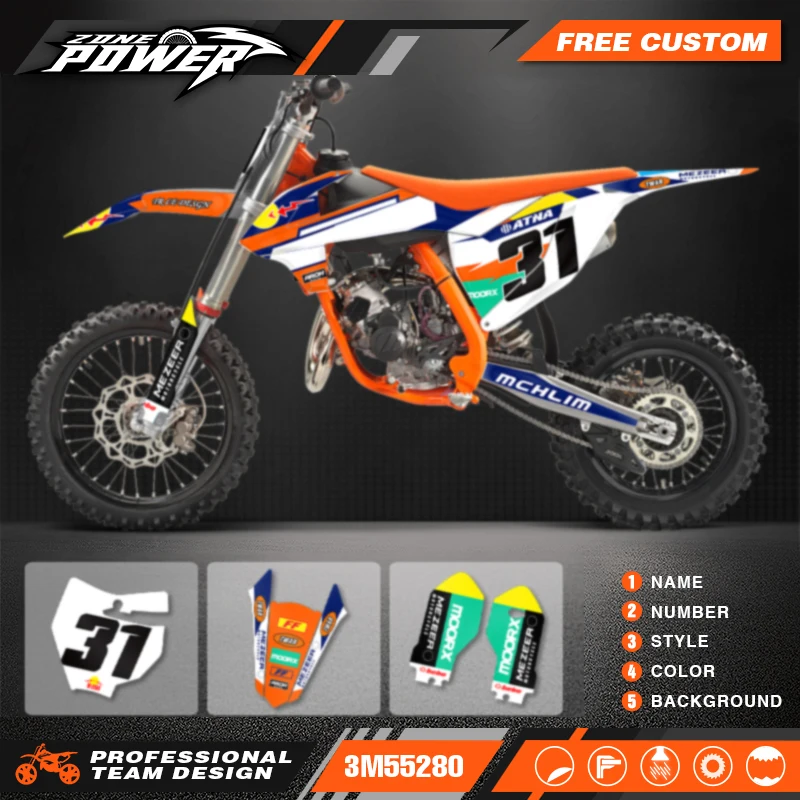 Powerzone Racing Custom Graphics Sticker Sheet Kit for KTM SX85 SX 85 2018 2019 2020 2021 2022 2023 2024 05