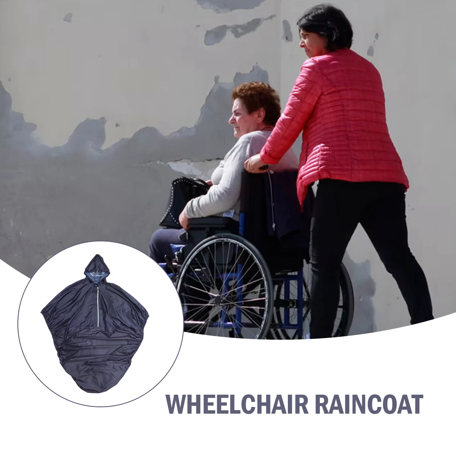 

Raincoat Wheelchair Reflect Light Poncho Jacket Outdoor Adults for The Disabled Navy Waterproof Elder