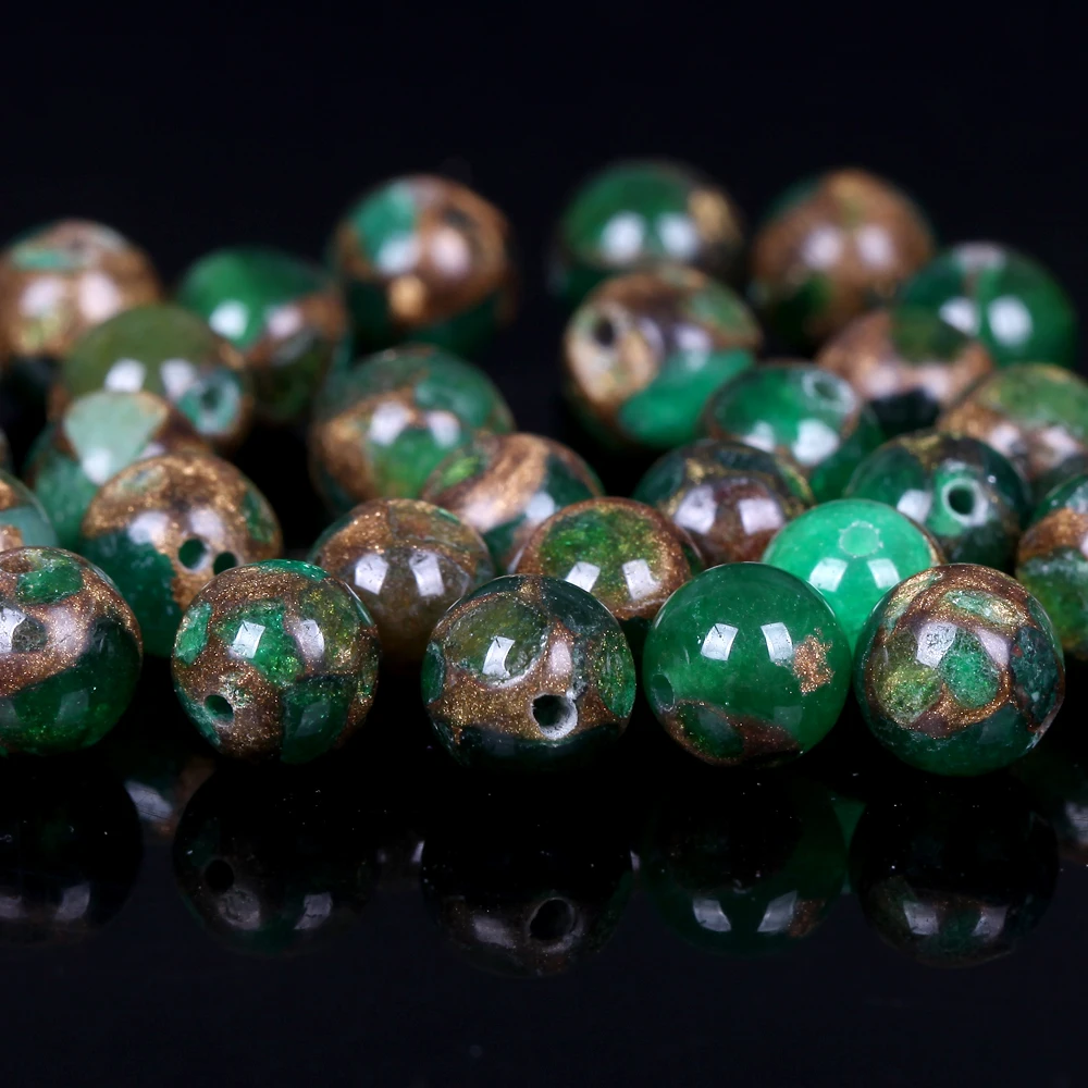 ธรรมชาติ Multicolor Cloisonne ลูกปัดหินรอบหลวม Spacer ลูกปัดสำหรับเครื่องประดับ DIY สร้อยข้อมือทำด้วยมือ4/6/8/10/12มม.