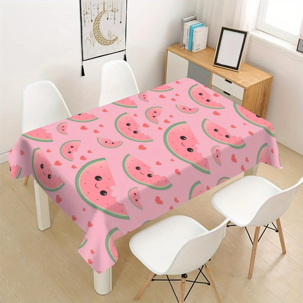 Cute Watermelon Slice Picnic Tablecloth Waterproof Dining Table Cover for Kitchen Party Decor