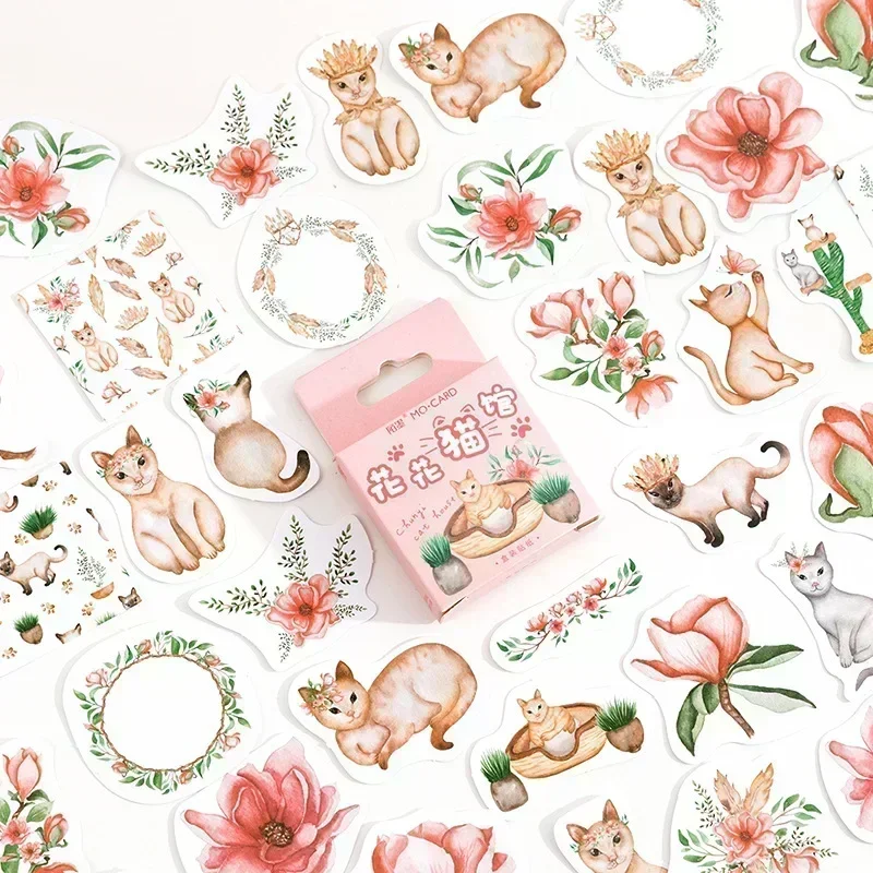 45/46 Stuks Doos Stickers Kawaii Mini Dieren Bloemen Verscheidenheid Stijlen Dagboek Handgemaakt Papier Label Zegel Diy Decoratief Briefpapier 4Cm