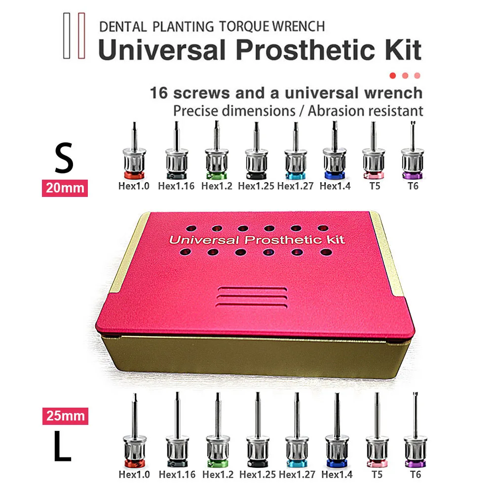 Dental Implant Prosthetic Kit Restoration Instrument Screwdriver Torque Ratchet Wrench Autoclavable Titanium Alloy Storage Case