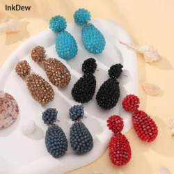 INKDEW Beads Big Earrings Water Drop Shape Long Earrings Handmade Threading Crystal Earrings for Women Gift oorbellen EA058