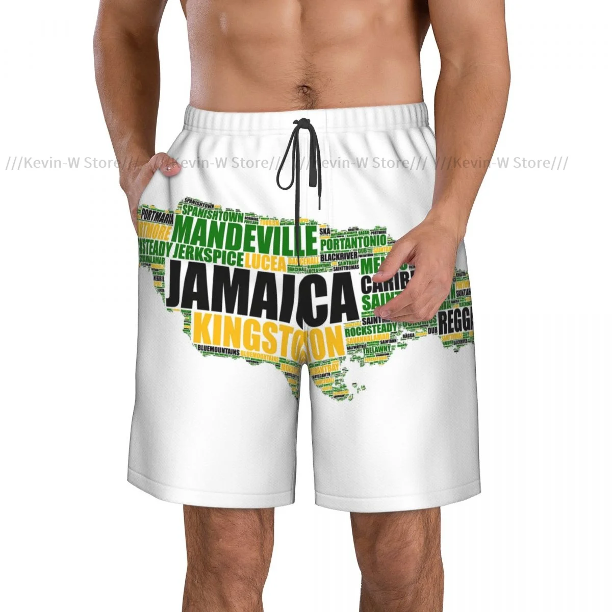 Mens Quick-drying Beachwear Jamaica Map Swimsuit Men 2024 Bathing Suit Summer Men's Swimwear