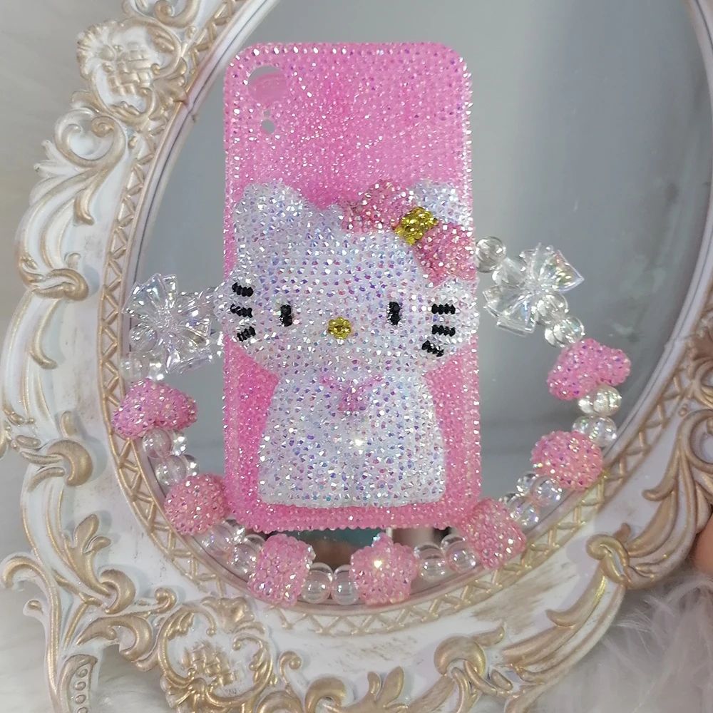 

Rhinestone Crystal Phone Case Clip Chain For iPhone 11 12 13 14 15Pro Max X Xs XR 7 8 Plus SE 2 3 10 Transparent Bumper Cover