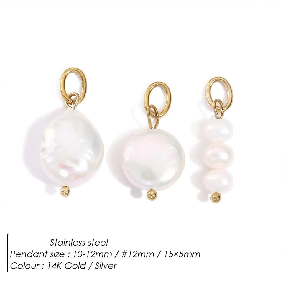 Natürlicher Süßwasserperlen-Anhänger 14K Vergoldeter Edelstahl Barocke Perlen-Charms für DIY Halsketten-Schmuckherstellung Zubehör – Detail 5