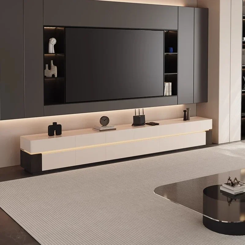Living Room Home Italian Light Luxury Style High-end Feel Nordic Modern Floor-standing Solid Wood TV Storage Cabinet Integrated