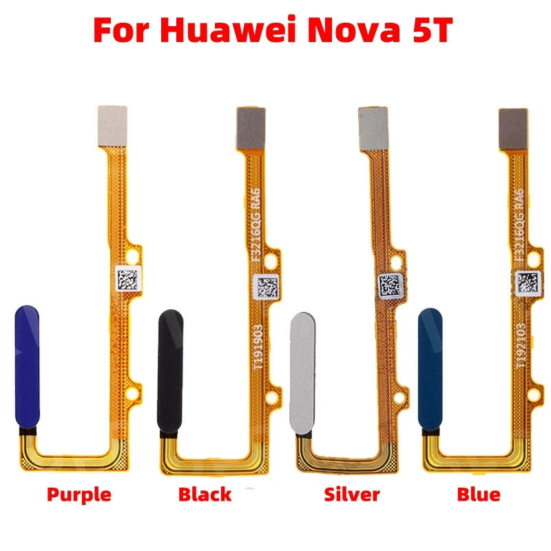 Sensor de huella dactilar para Huawei Nova 5T / Honor 20, botón de encendido, Cable flexible, piezas de reparación de teléfono inteligente