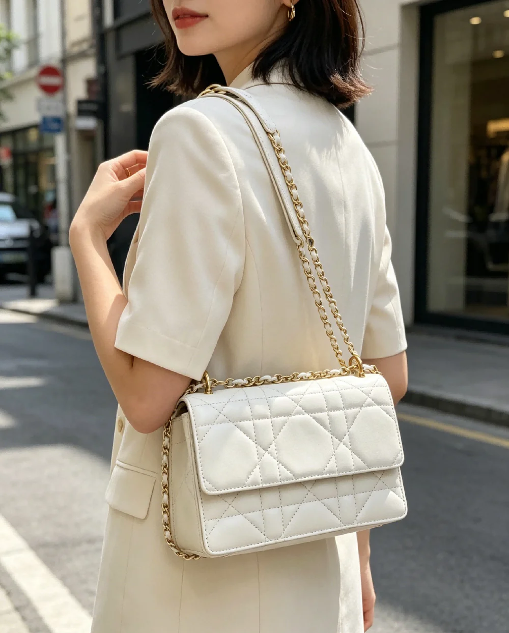 Mini Casual Quilted Crossbody Bag with Magnetic Closure and Adjustable Strap,Small Handbag Tote Shoulder Bag for Women Daily Use