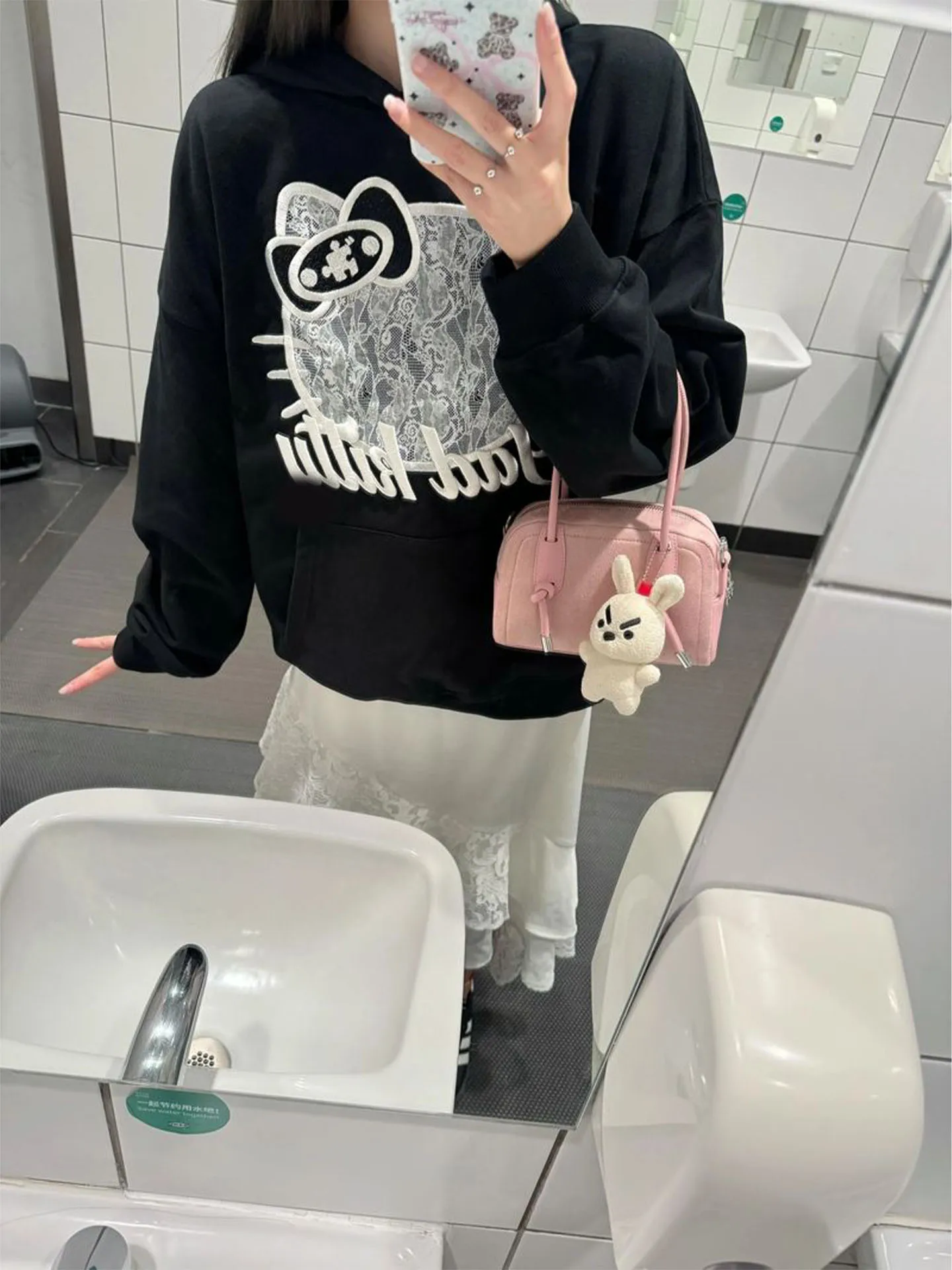 Kit renda 3d impresso moletom feminino solto doce bonito topo na moda longo sve fibra de poliéster casual streetwear