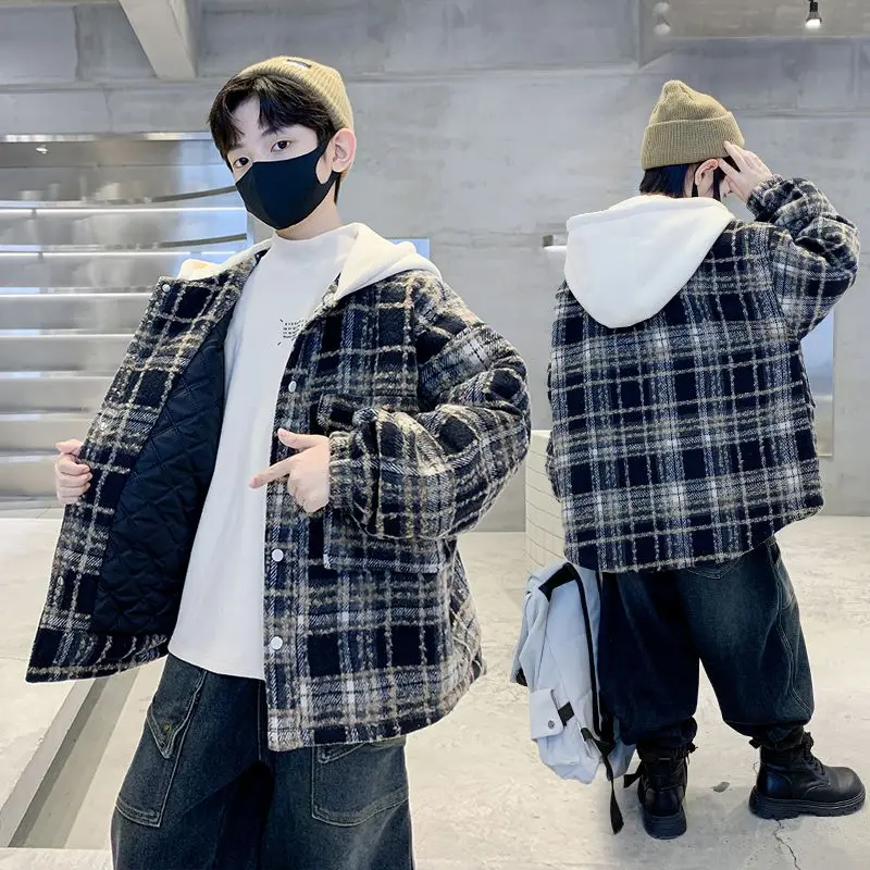 

2025 Новая термокуртка для мальчиков, зимняя верхняя одежда, модная хлопковая подкладка для больших детей