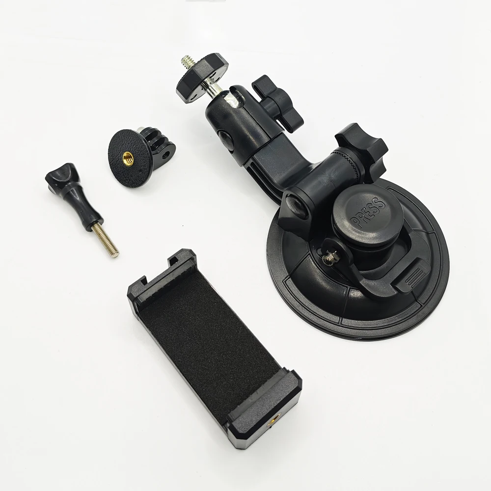 حامل تثبيت على شكل كأس شفط للسيارة مع حامل هاتف لكاميرات GoPro Hero 13 12 11 10 9 8 7 الذكية DJI OSMO Action 5 PRO 4 3 2