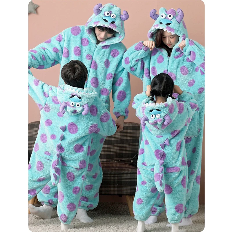 Pijamas de mujer Sully Onesies dibujos animados Anime Kigurumi hombres Halloween monstruo Cosplay disfraz niños Pijamas traje Unisex ropa de casa