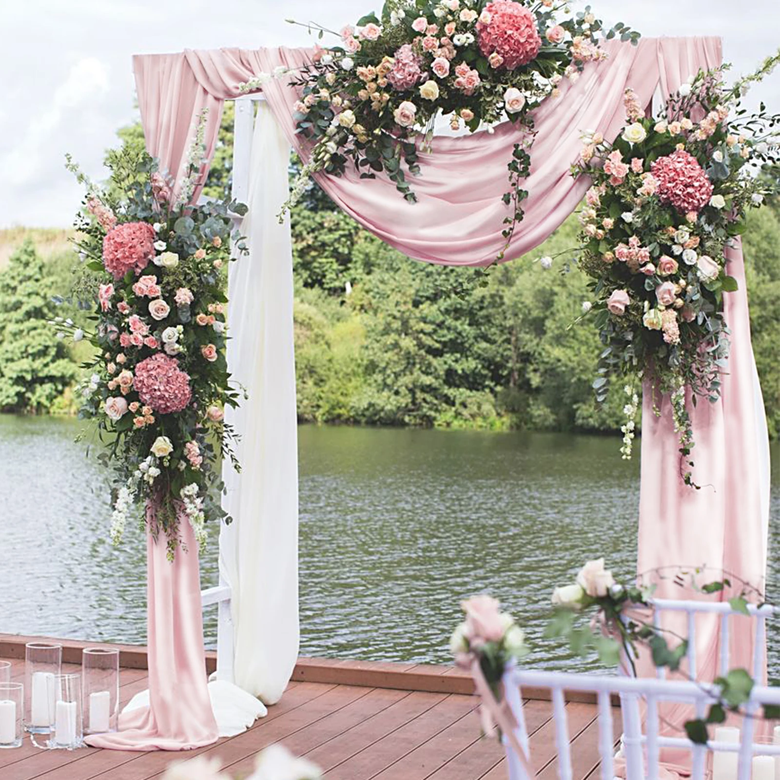 Imagem -06 - Arco de Casamento de Tecido Iridescente Cortinas Cortina Rosa Decoração de Teto Festa de Cerimônia 70x600cm