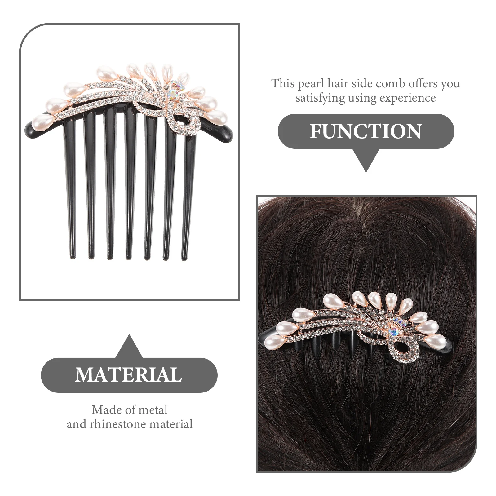 

Pearl Hair Side Comb Rhinestone Headpiece Classic Color Bridal Hairpin Clip Hair Accessories for Women Wedding Party Birthday