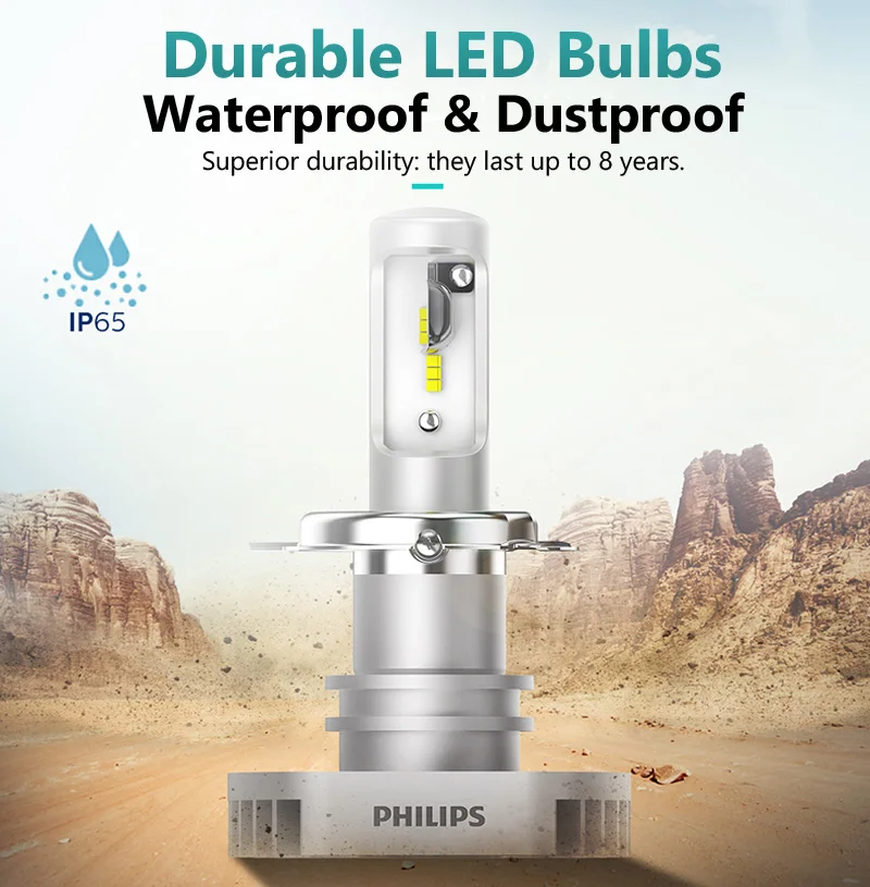 Philips LED H1 H4 H7 H8 H11 H16 HB3 HB4 Ultinon LED 6000K phare blanc froid + 160% phare antibrouillard de voiture lumineux conception compacte, paire