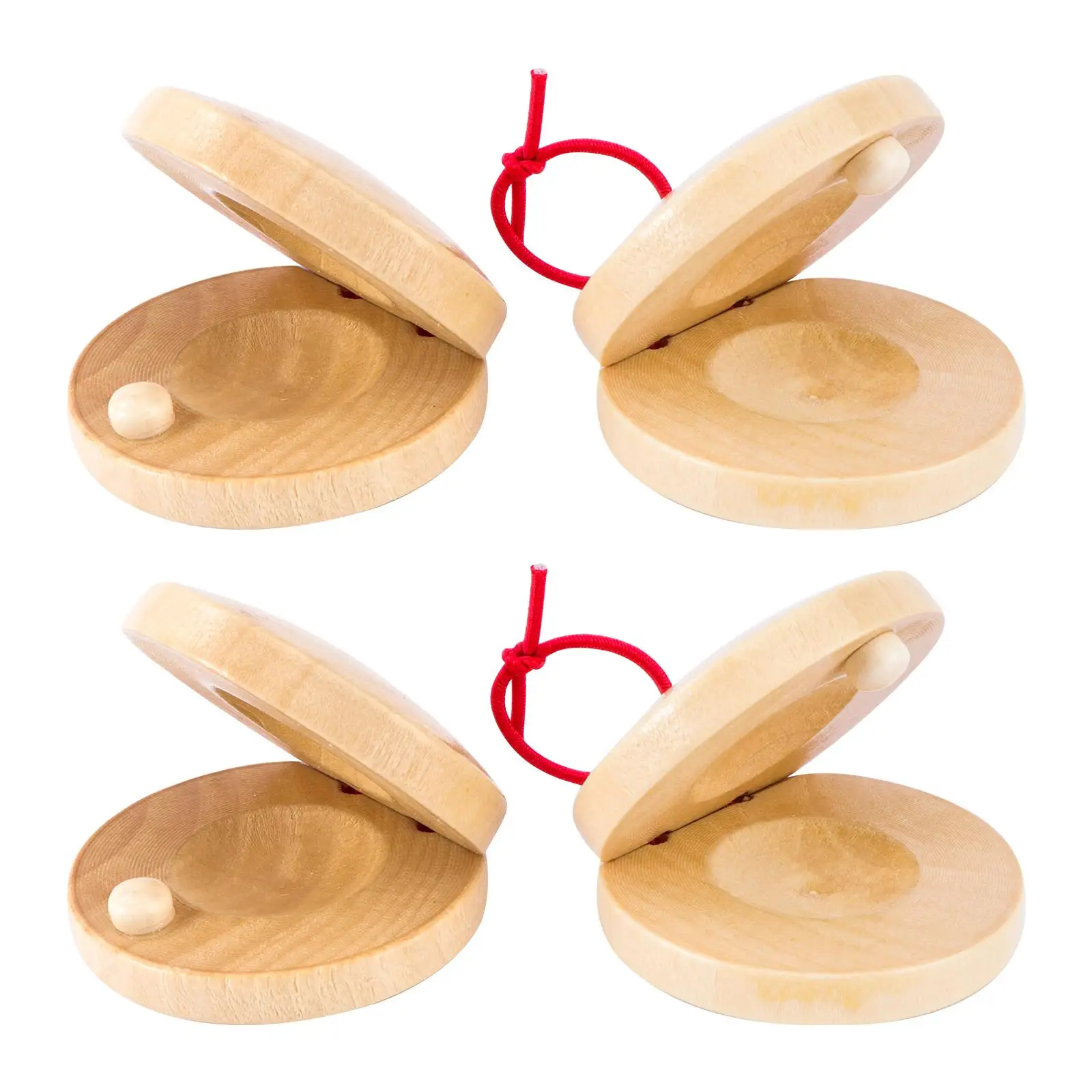 

4 Pcs Wooden Castanets Kids Musical Instrument Toys Lightweight Rhythm Education Percussion Baby Toddler Gifts