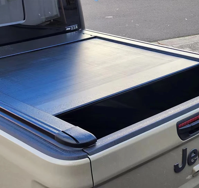 

Tailored Size Aluminium Pickup Roller Lid Shutter for Jeep Gladiator Rolling Curtain Retractable Hard Cover with Lock and LED