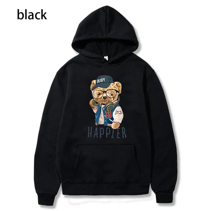 New Fun Teddy Bear Hooded Casual Shirt for Men\'s Fashion Sweatshirt Loose Street Multi Color Sweatshirt