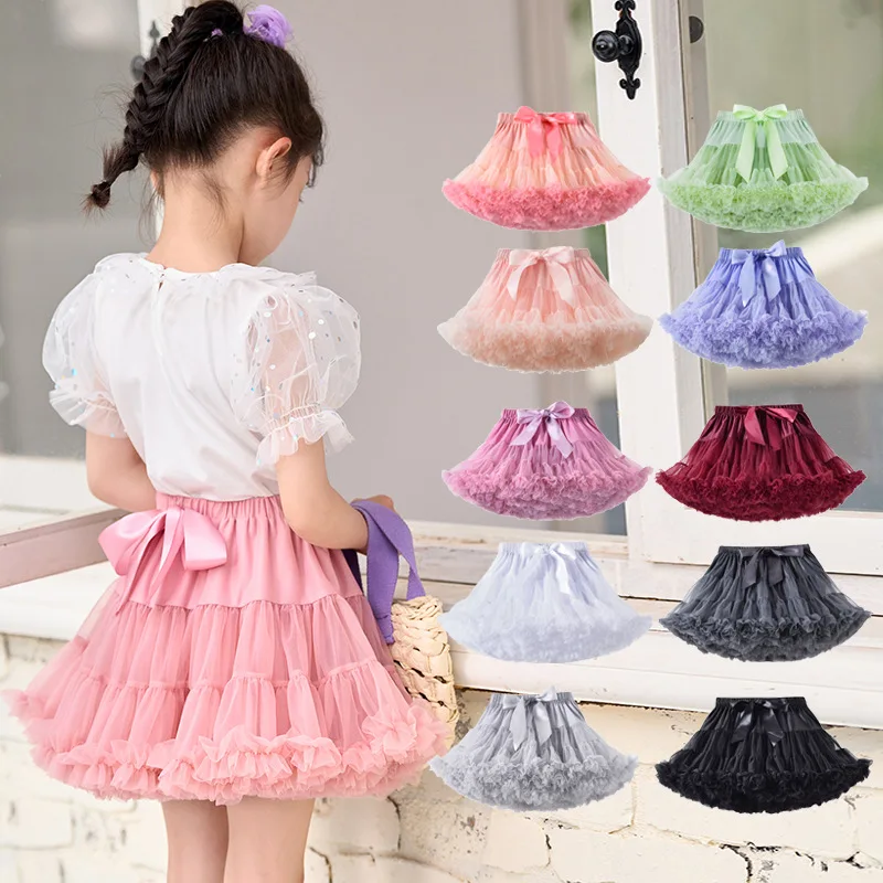 Children\'s Skirt Baby Girls Tutu Skirt Fluffy Children Ballet Kids Pettiskirt Baby Girl Skirts Princess Tulle Party Dance Skirts