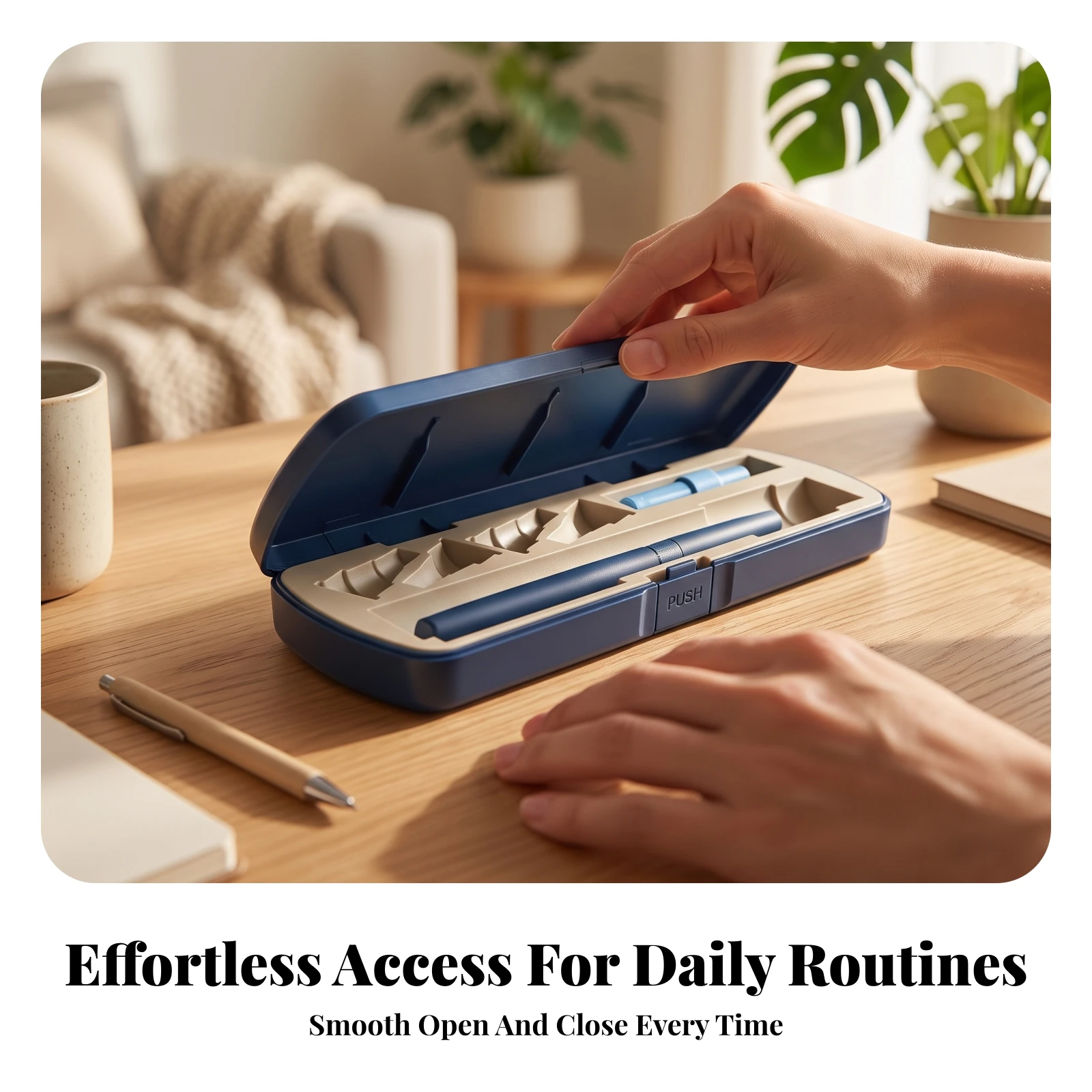 Storage Case with Molded Tray Portable Hard Plastic Case with Hinged Lid Storage Box with Compartments Compact Organizer Slim