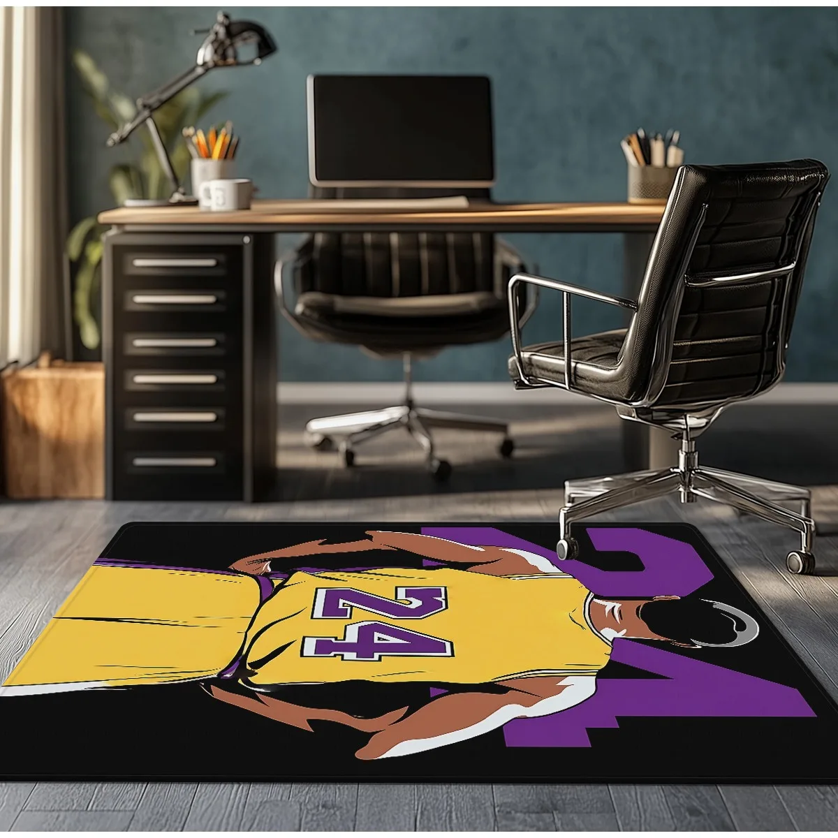 Kobe Bryant 24 Jersey Crystal Velvet Rug Basketball Fan Gift Sports Themed Bedroom Floor Mat NBA Collectible Carpet