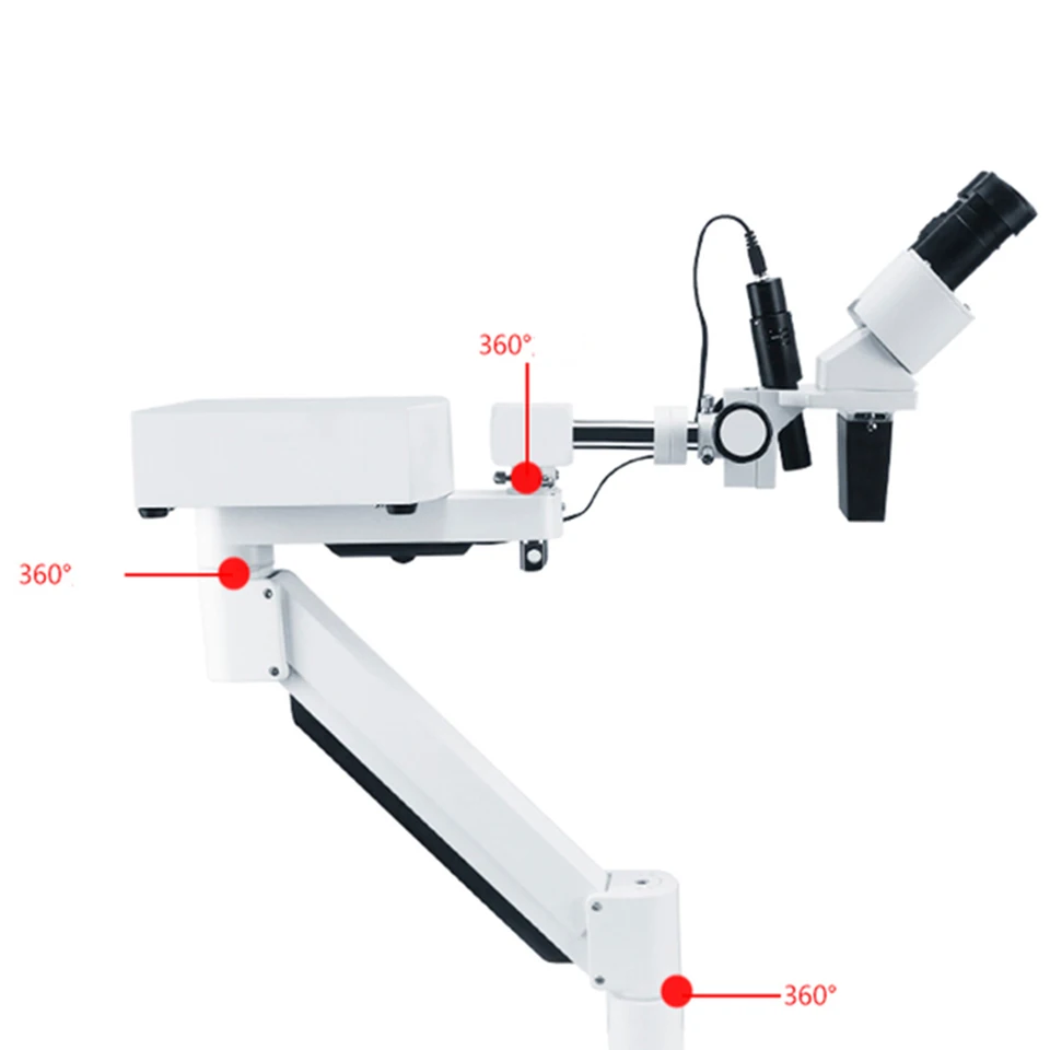 Dental Lab Surgical LED Microscope Standard 10X Binocular Magnify With Adjustable Long Arm For Endodontic Treatment Dentistry