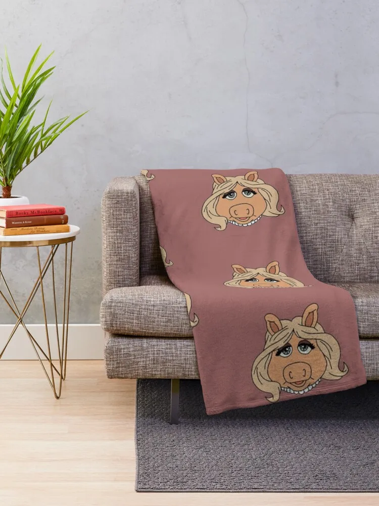 Miss Piggy Throw Blanket Camping Plaid on the sofa Plush Blankets