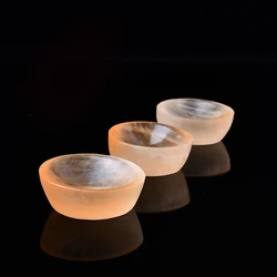 Natural Selenite Orange Bowl Shaped Hand Carved Charging Plate For Reiki Healing and Crystal Grid Fengshui Quartz Mineral Gifts
