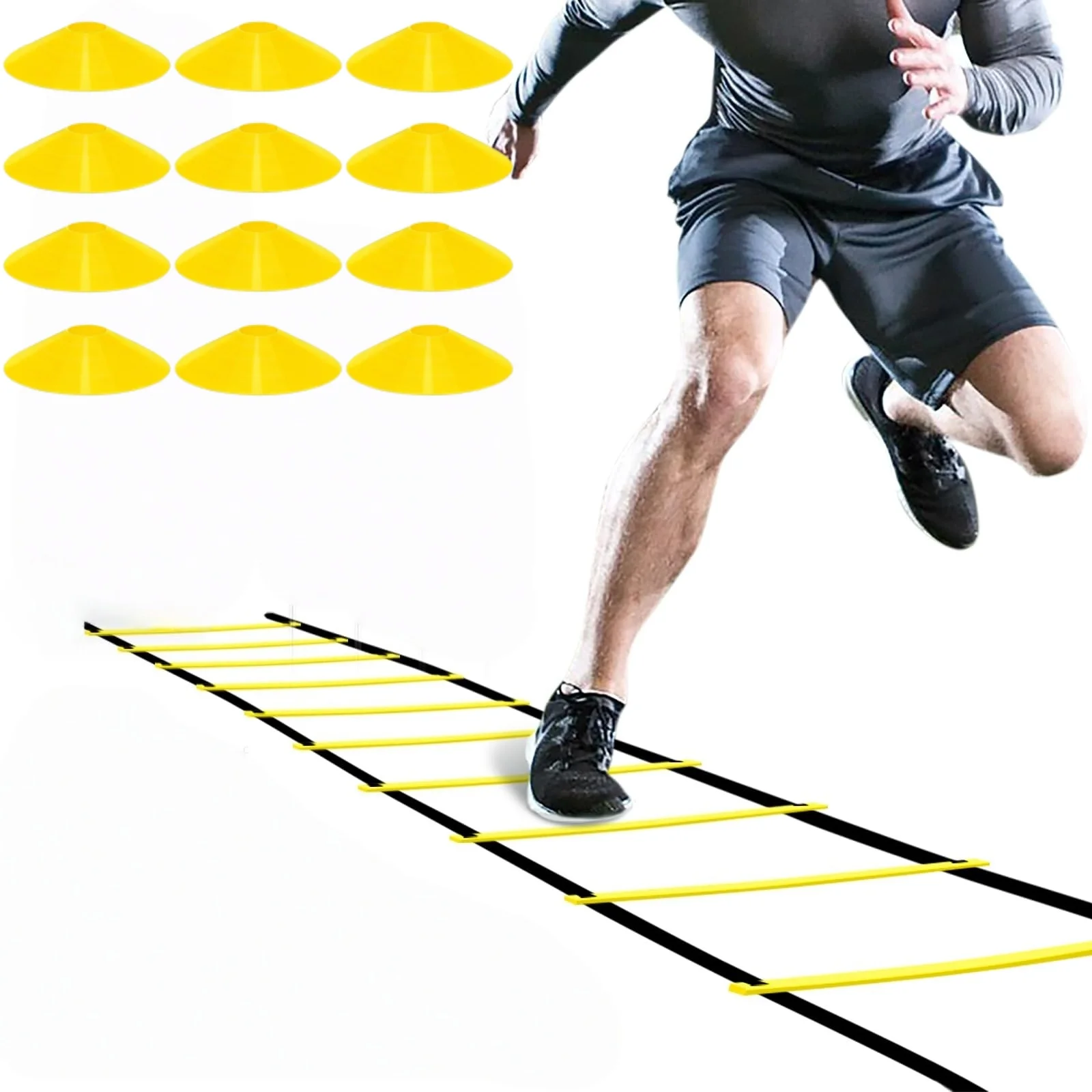 

6M Agility Ladder &12p football training plate Removable For Speed Training Sport Flexibility Portable Agility Football Training