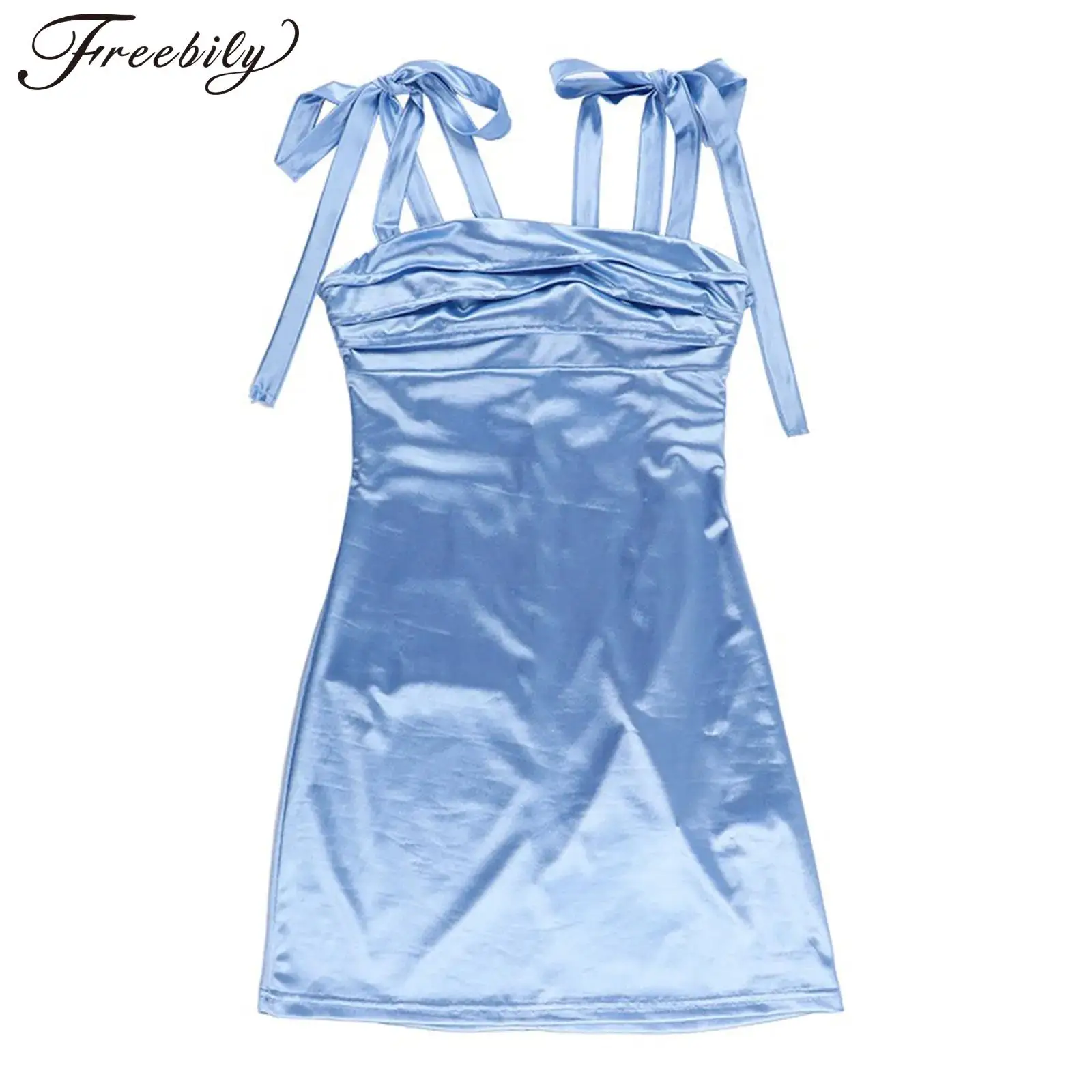 Women Short Prom Evening Dress Bodycon Dress Clubbibg Nightclub Costume Backless Vestidos Lace-up Shoulder Straps Mini Dress