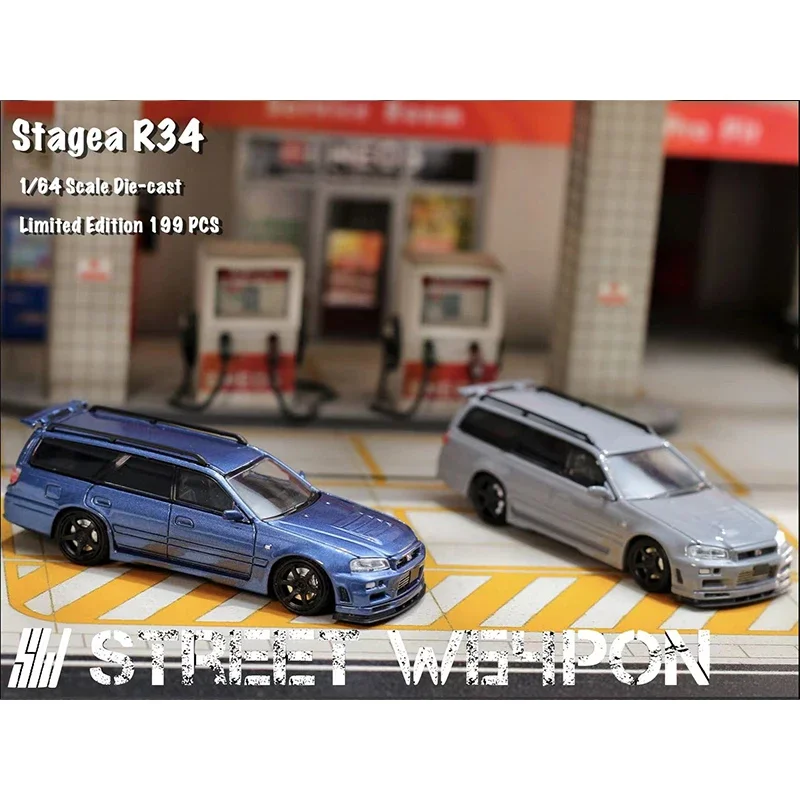 SW 1:64 Stagea GTR Skyline R34 Wagon Diecast Diorama Car Model Collection Street Weapon  model car