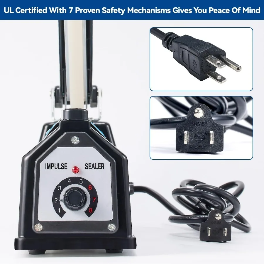 Sealer Pro Patented 12inch Impulse Heat Bag Sealer for Packaging Applications 7mm Sealing Width Poly Bag Seal Machine with High