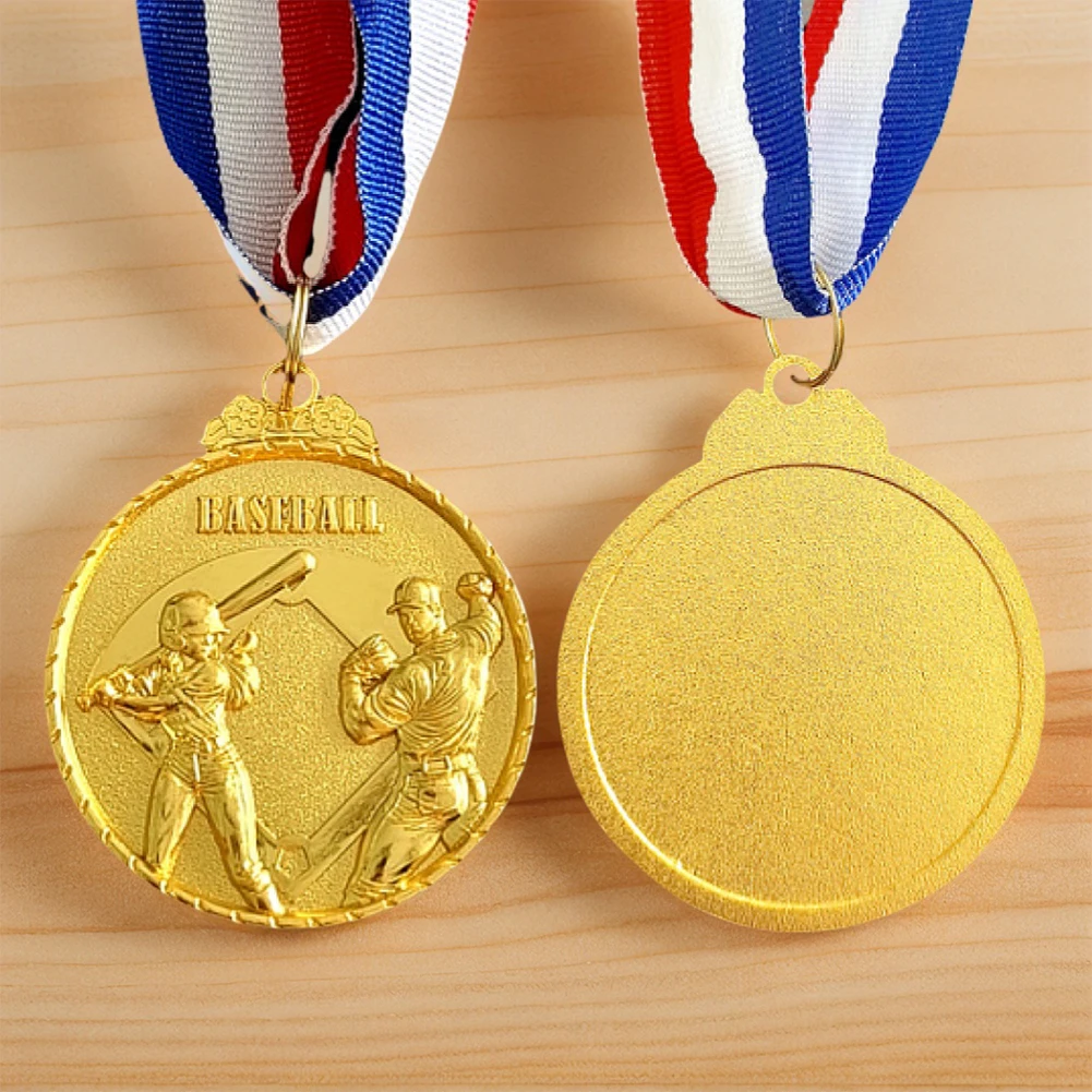 10Pcs Baseball Medals Award Medals 5cm Competition Prize Medals with Neck Ribbon Baseball Memorial Medal for Baseball Race