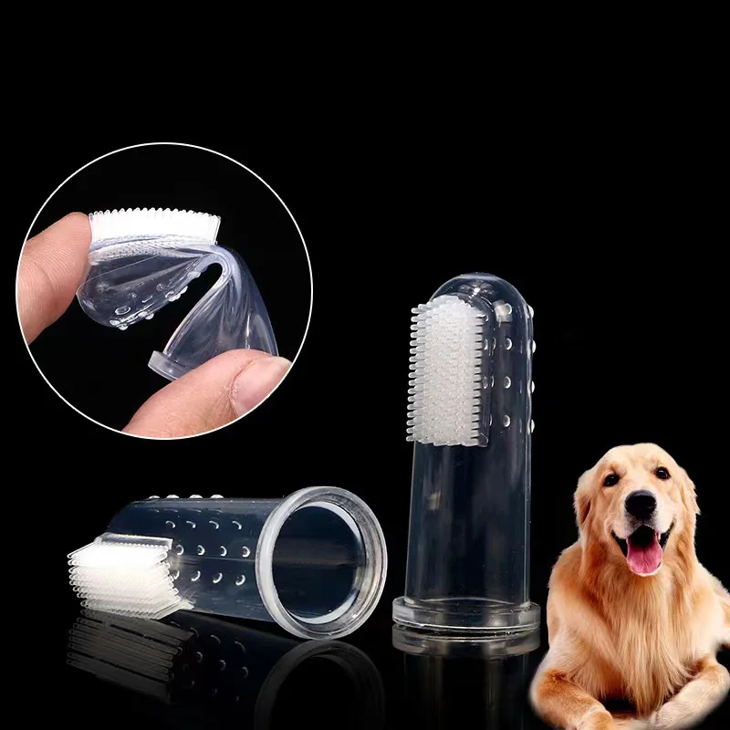 Pet Silicone Finger Toothbrush With Finger Cover For Dog & Cat Oral Cleaning Supplies