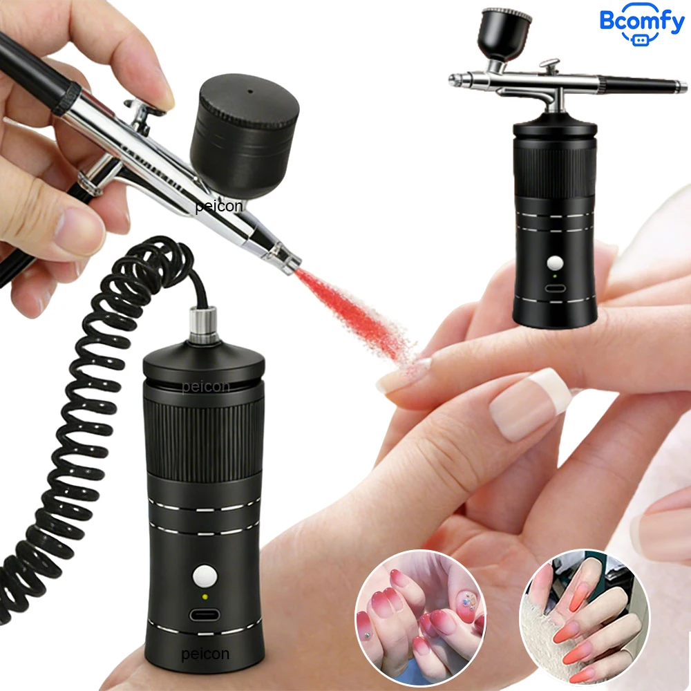 Wireless Airbrush with Compressor Portable Air Brush Compressor Kit Rechargeable Airbrush for Nails Model Painting Spray Gun