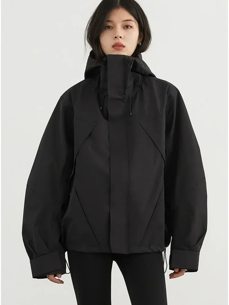 CHIC VEN femmes veste ample décontracté solide Sports de plein air à capuche manteau court coupe-vent femme pardessus automne hiver 2024