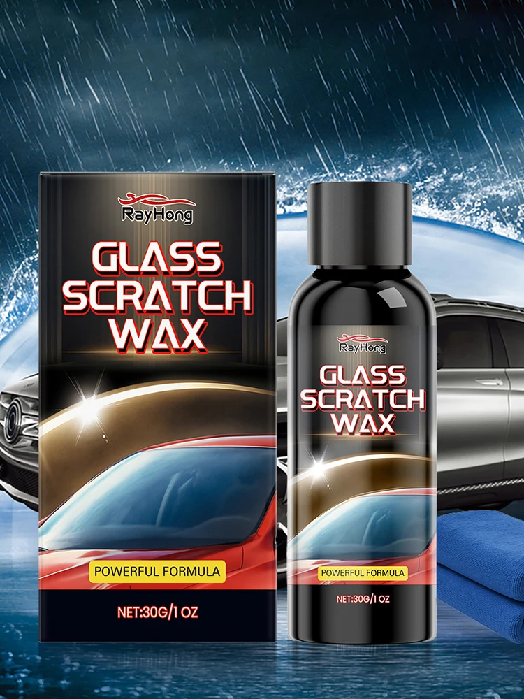 معجون إصلاح الخدوش الزجاجي مع منشفة نافذة السيارة وحمام دش الزجاج تلميع مزيل الخدوش زجاج السيارة للزجاج الأمامي