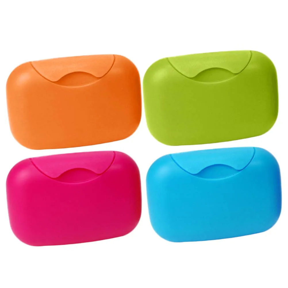 

4pcs Portable Soap Box Lightweight Travel Hiking Camping Soap Dish Container Holder Practical Home Use Daily Necessity