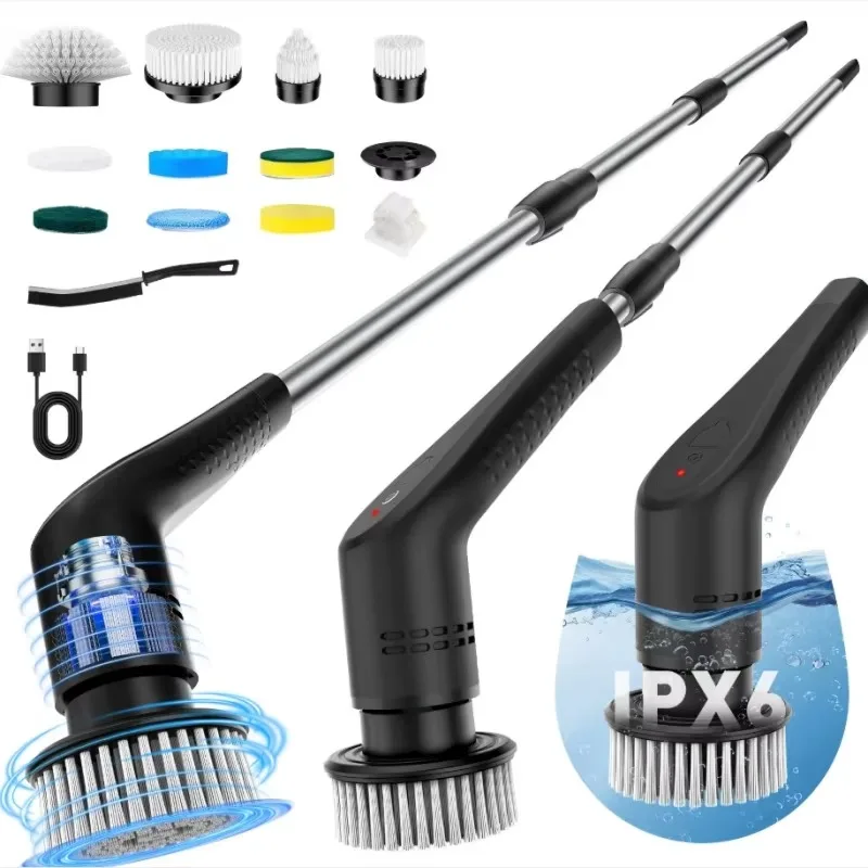 12-in-1 Electric Cleaning Brush Long-Extension Multi-functional Household Floor and Kitchen Cleaning Tool