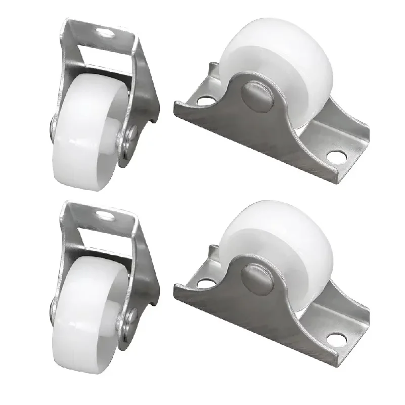 4Pcs 1/1.25inch Small Rubber Furniture Non-Swivel Trolley Wheels Plastic Fixed Casters Orienteering Drawer Caster Wheel