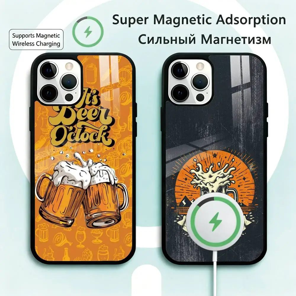 Lnteresting Beer Printing Phone Case For iPhone17,16,15,14,13,12,11 Plus,Pro Magnetic Supports Magnetic Wireless Charging