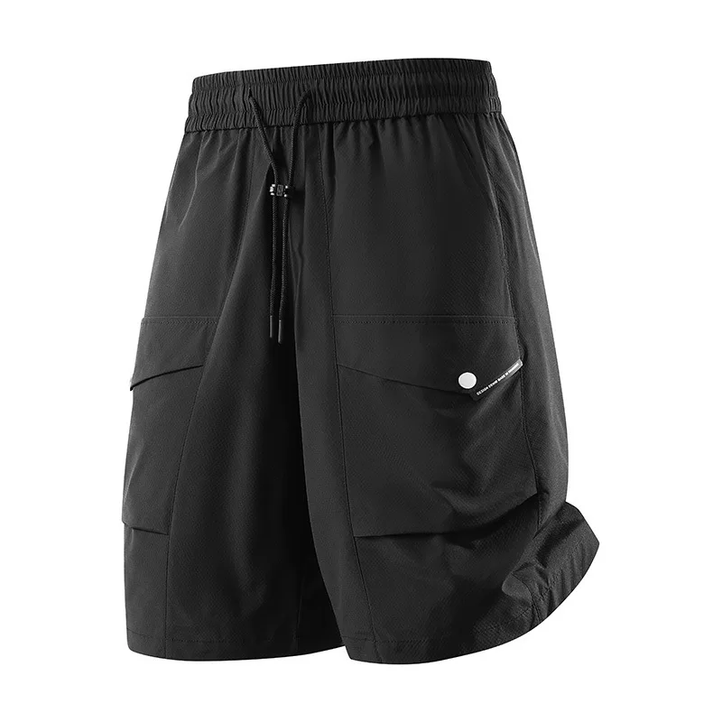 9XL Plus Size Summer Running Shorts Men Cool Shorts Summer Breathable Short Pants Male Fashion Casual Elastic Waist Shorts Black