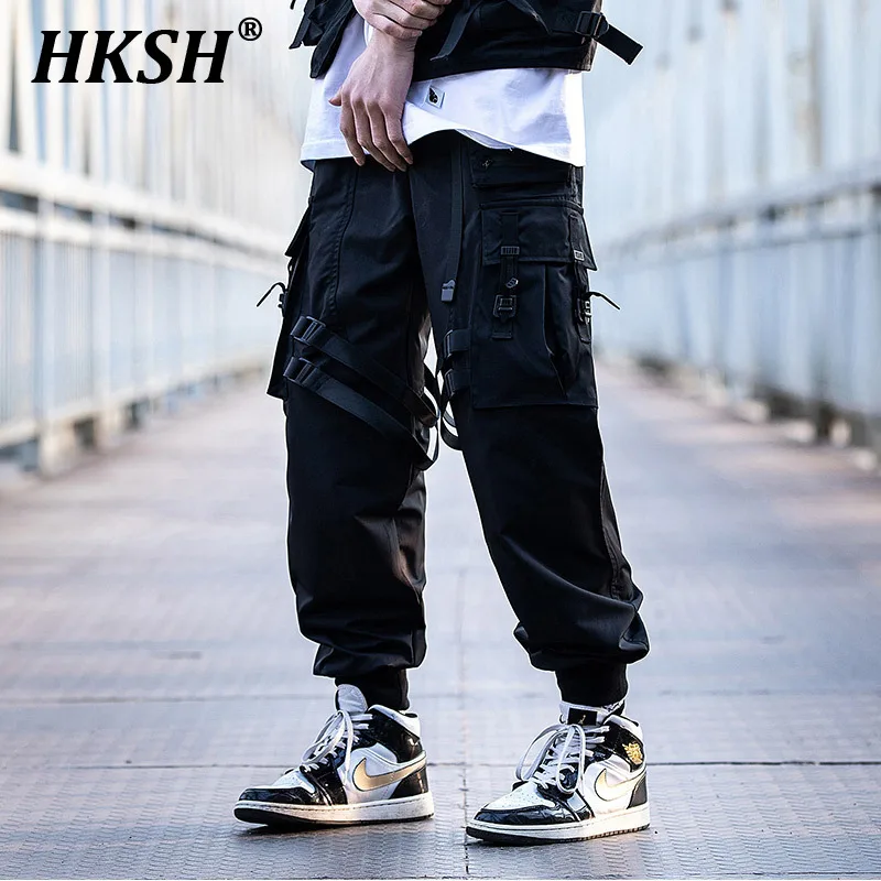 

HKSH China-Chic Cargo Pants Men's Tide Dark Techwear Spring Autumn New Casual Tactical Pocket Leggings Versatile Overalls HK1939