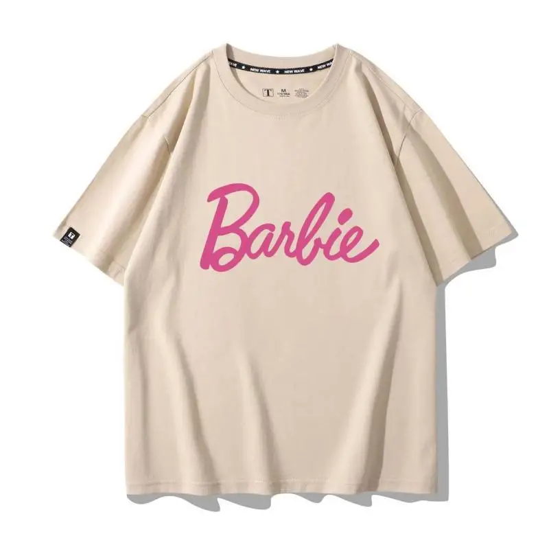 Barbie Pure Cotton Retro Short-Sleeved Printed T-Shirt Short-Sleeved Round Neck Casual Cartoon Summer Cute Women's T-Shirt