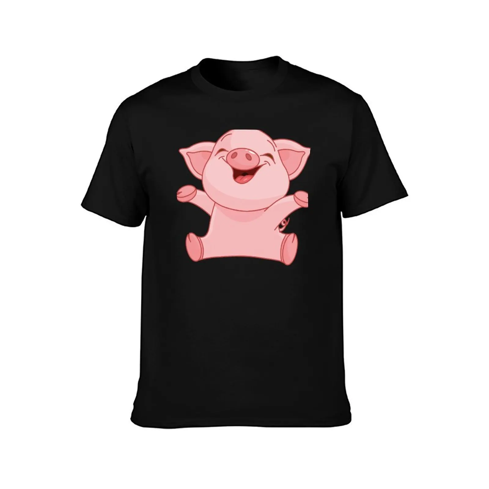Cute Piglet Illustration - Pink Pig Cartoon T-Shirt Sun Block Outdoor T-Shirt